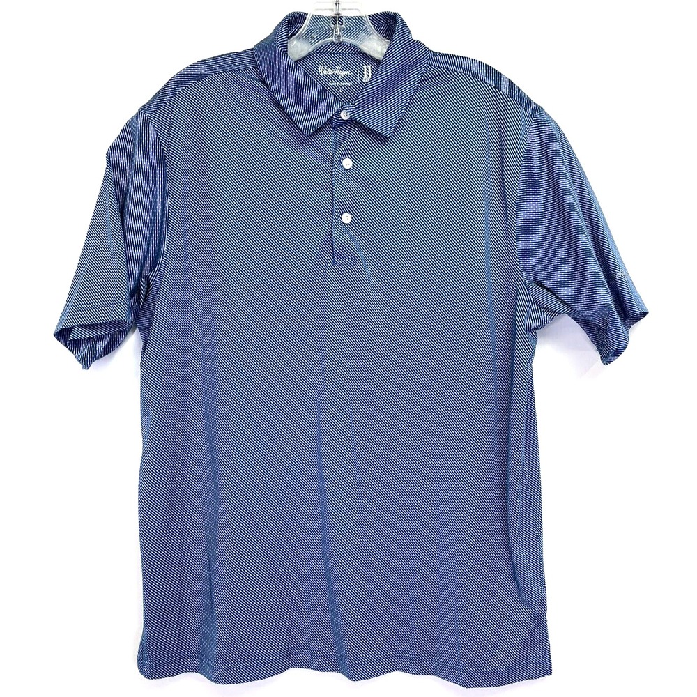Walther Hagen 11 Majors Mens Sz Large Blue/White Striped Polo Shirt (S13) NW/OTs